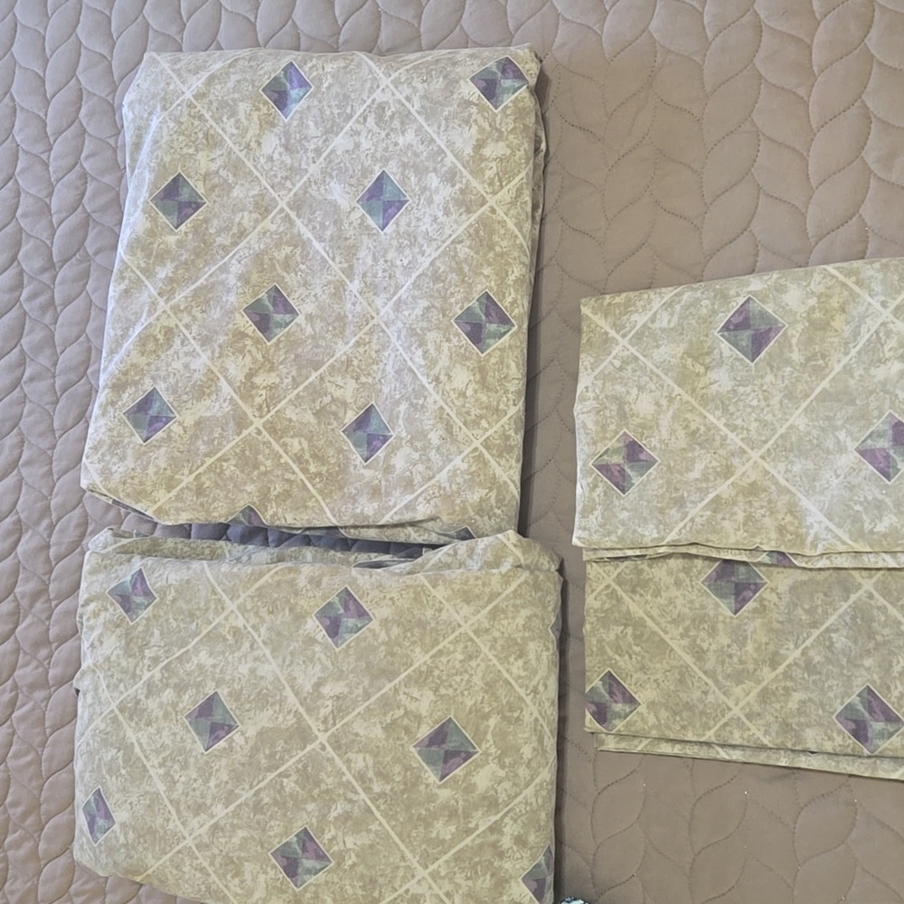 King  Bedding Set - Tan Purple Jade Colors